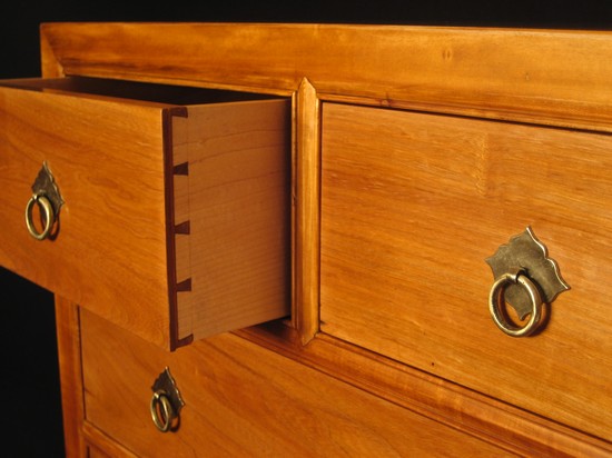 Dovetailed drawers and brass pulls
