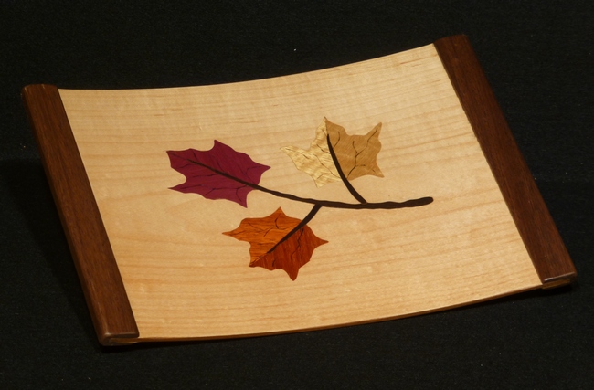 T66 curved tray with sprig of maple