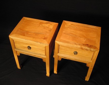 Pair of bedside tables in spalted maple