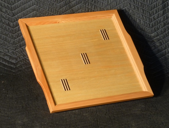 T44 tray with  cedar rim, satinwood plate,  and 3 accent marks