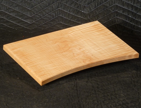 T53 - tray of quilted maple on black feet